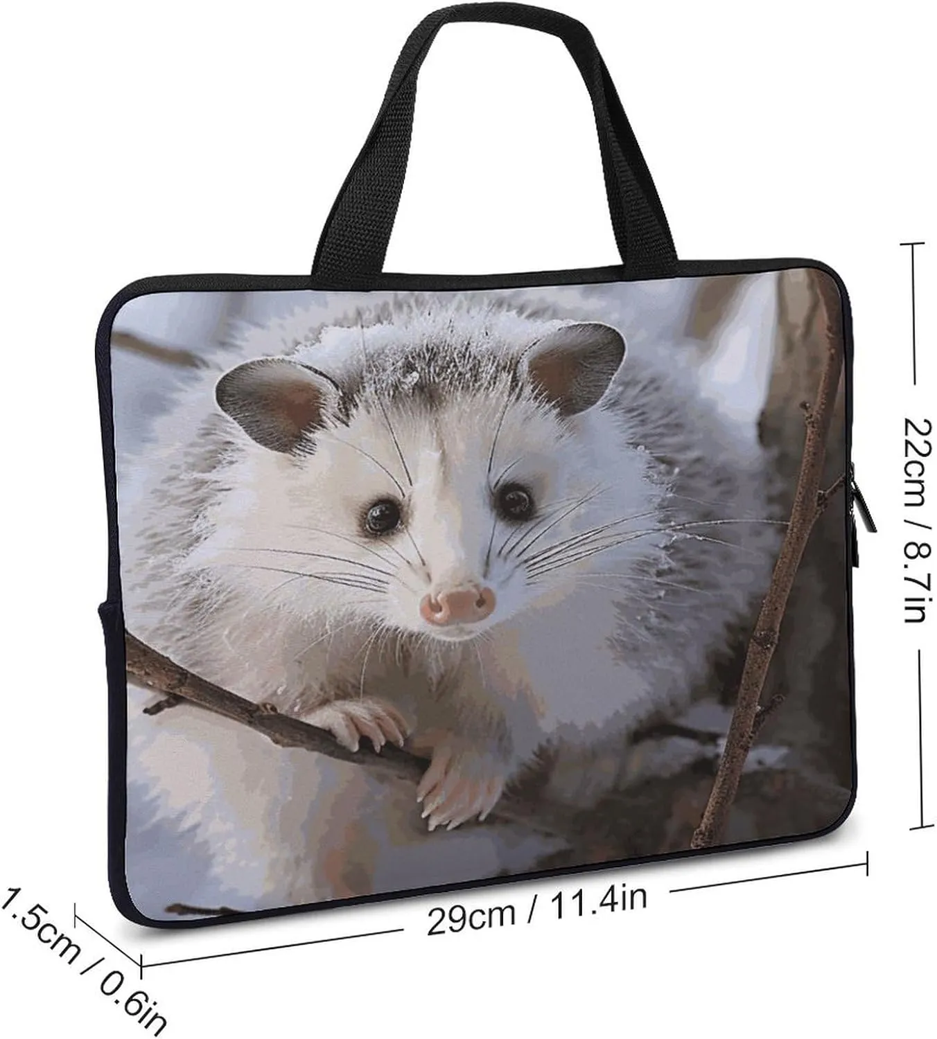 Laptop Bag Ultrathin Opossum In Snow Printing Laptop Carrying Case Portability Messenger Bags For Work Travel