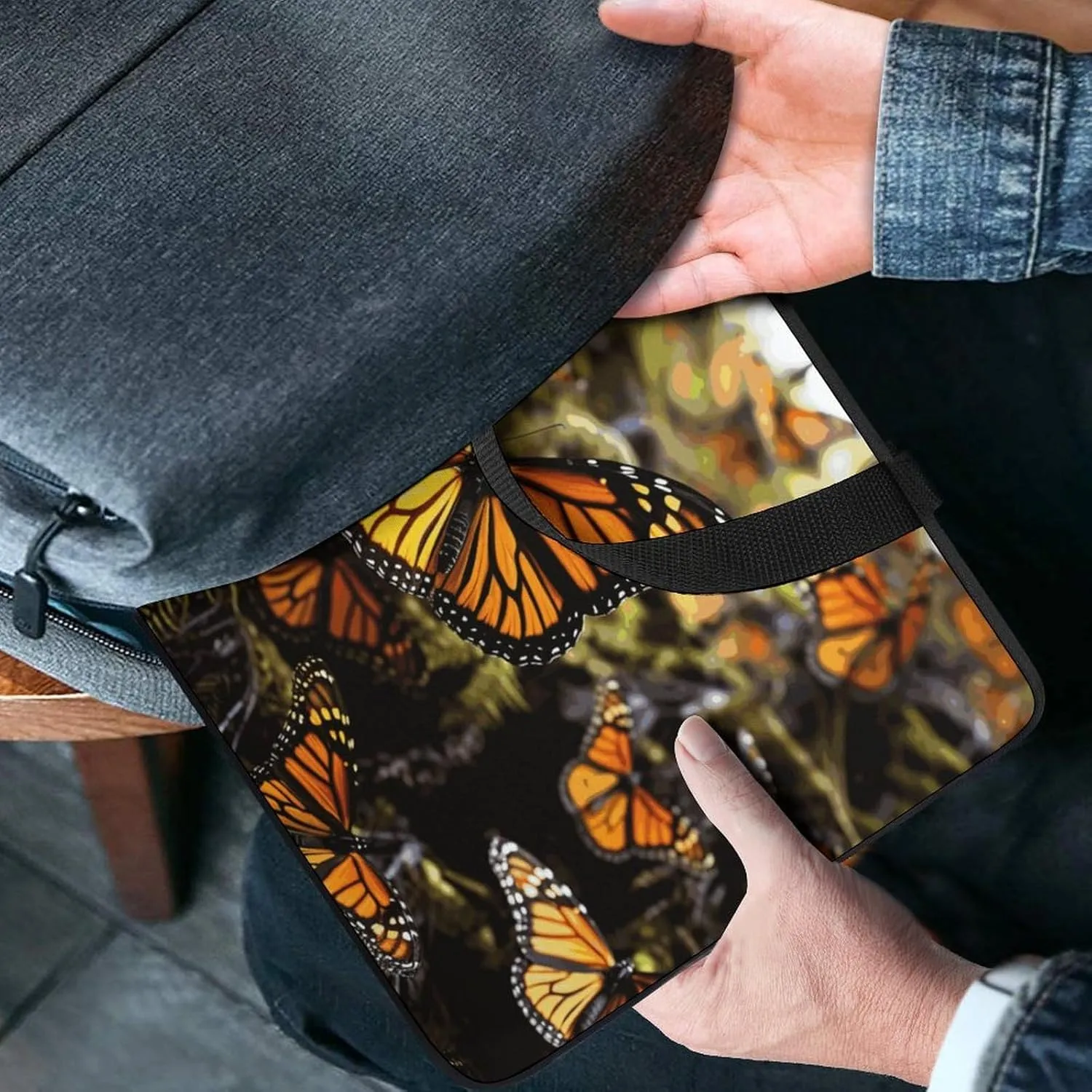 Laptop Bag Ultrathin Orange Monarch Butterflies Printing Laptop Carrying Case Portability Messenger Bags For Work Travel