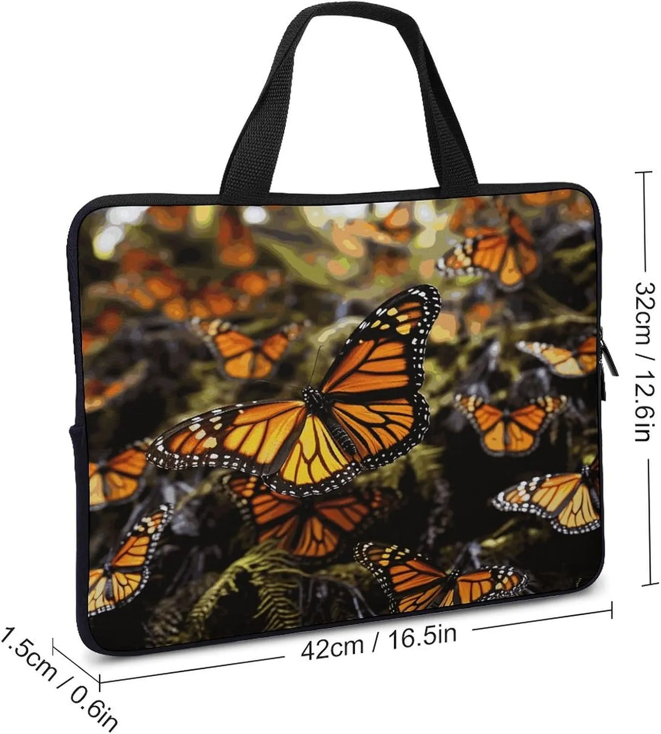 Laptop Bag Ultrathin Orange Monarch Butterflies Printing Laptop Carrying Case Portability Messenger Bags For Work Travel
