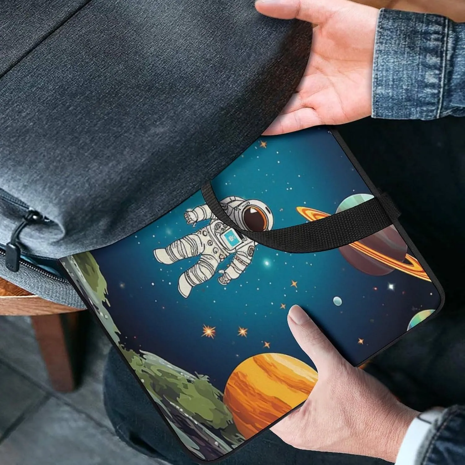 Laptop Bag Ultrathin Outer Space Rocket Astronaut Printing Laptop Carrying Case Portability Messenger Bags For Work Travel