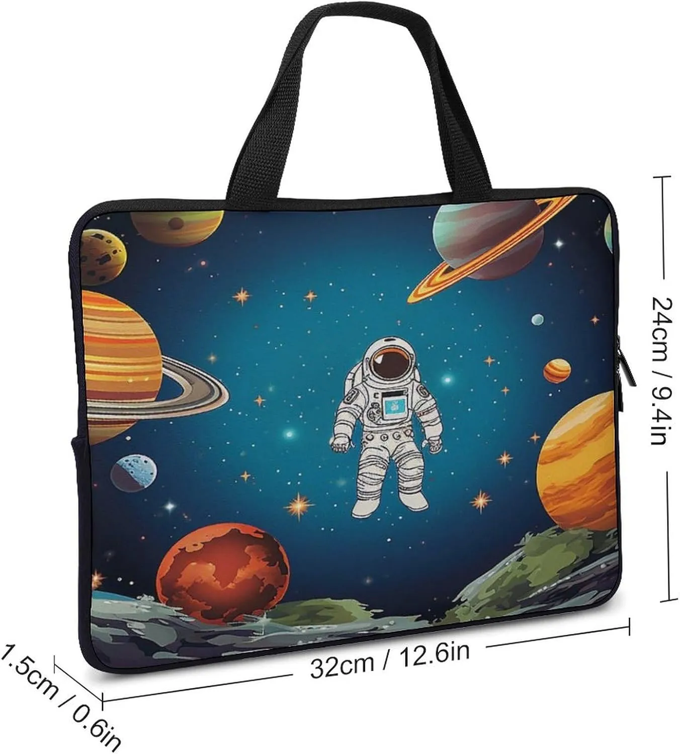 Laptop Bag Ultrathin Outer Space Rocket Astronaut Printing Laptop Carrying Case Portability Messenger Bags For Work Travel
