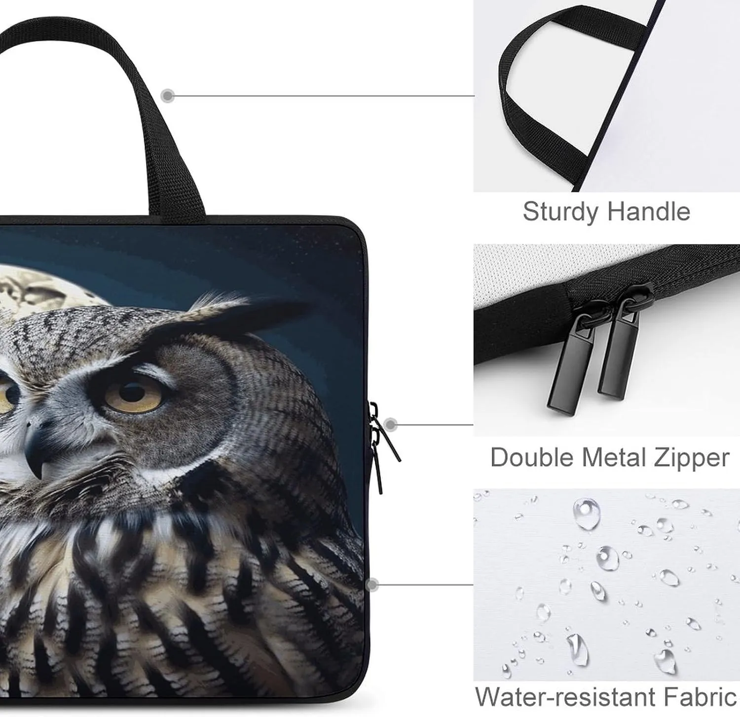 Laptop Bag Ultrathin Owl And Moon Printing Laptop Carrying Case Portability Messenger Bags For Work Travel