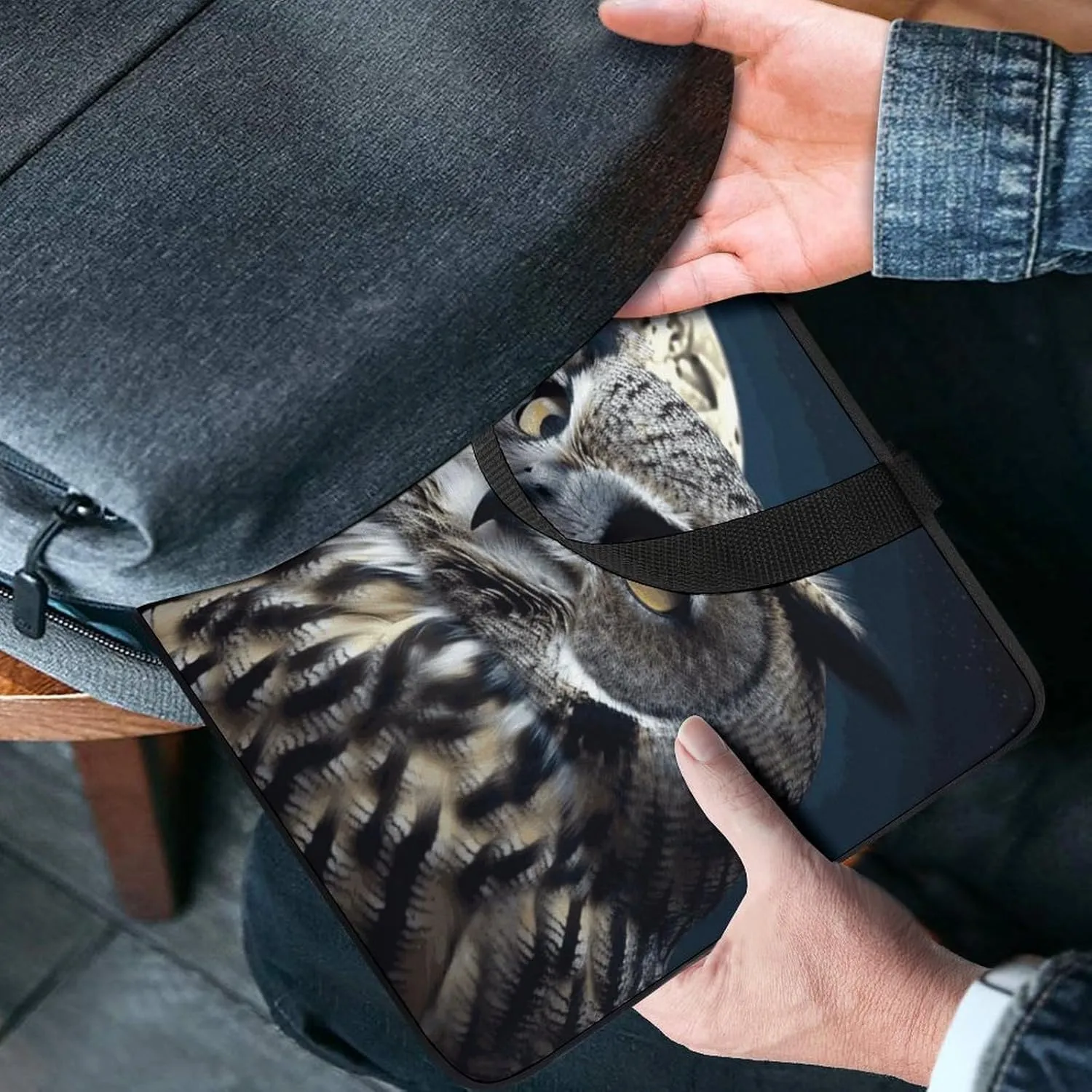 Laptop Bag Ultrathin Owl And Moon Printing Laptop Carrying Case Portability Messenger Bags For Work Travel