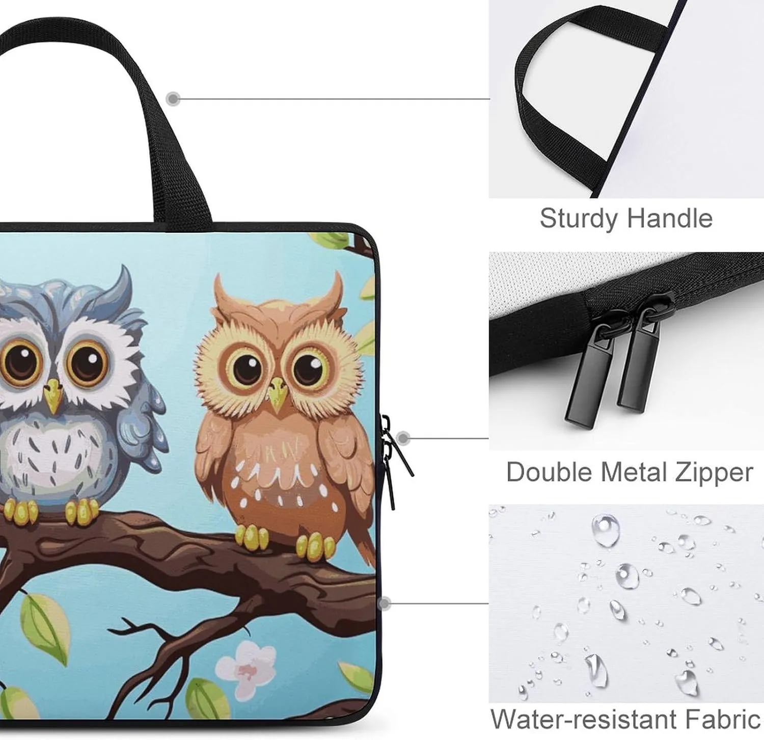 Laptop Bag Ultrathin Owls on A Branch Printing Laptop Carrying Case Portability Messenger Bags For Work Travel