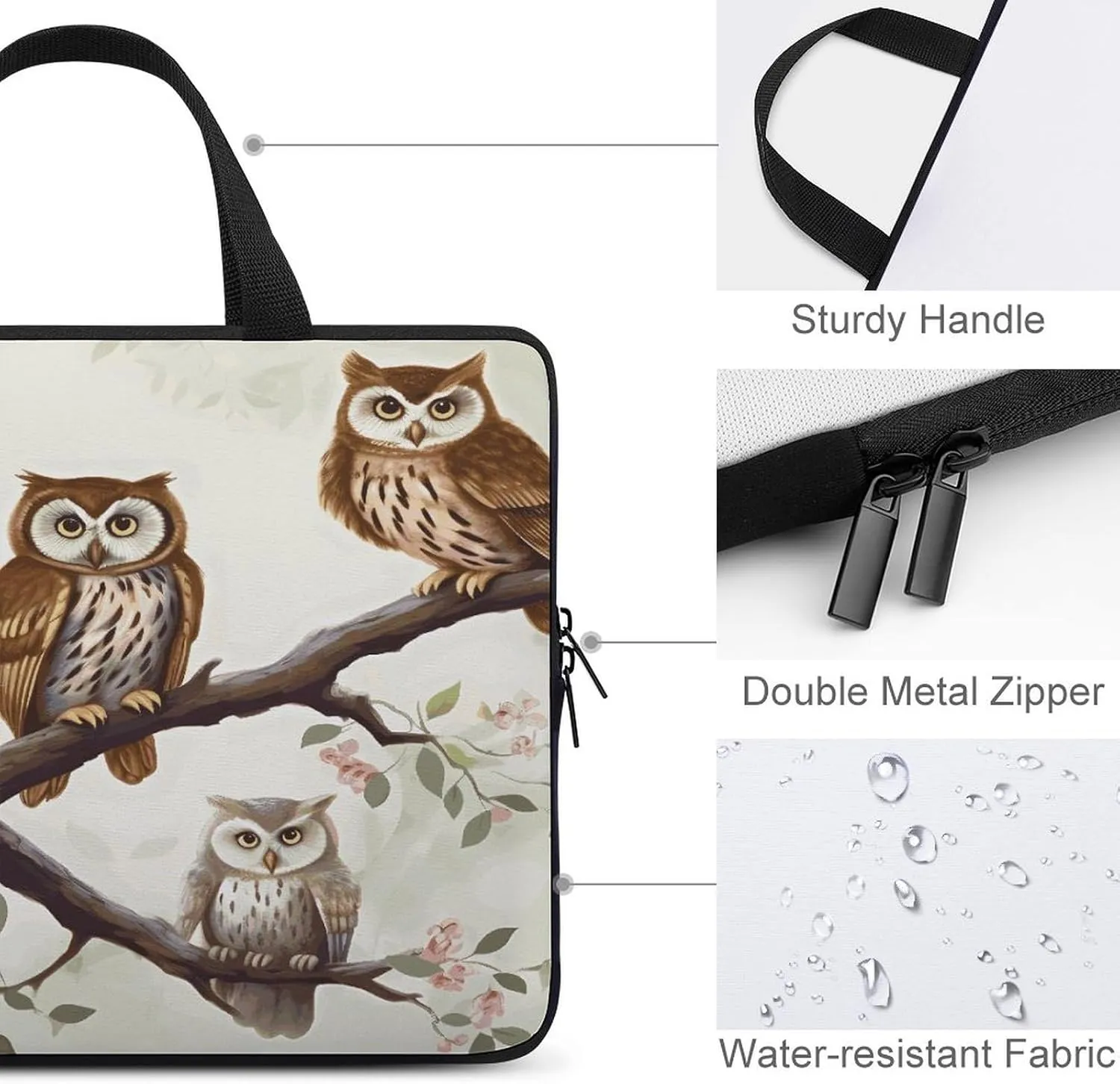 Laptop Bag Ultrathin Owls on A Branch Printing Laptop Carrying Case Portability Messenger Bags For Work Travel