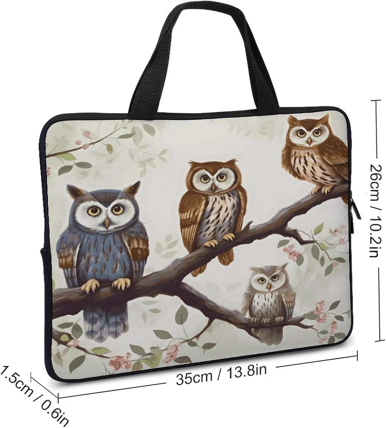 Laptop Bag Ultrathin Owls on A Branch Printing Laptop Carrying Case Portability Messenger Bags For Work Travel