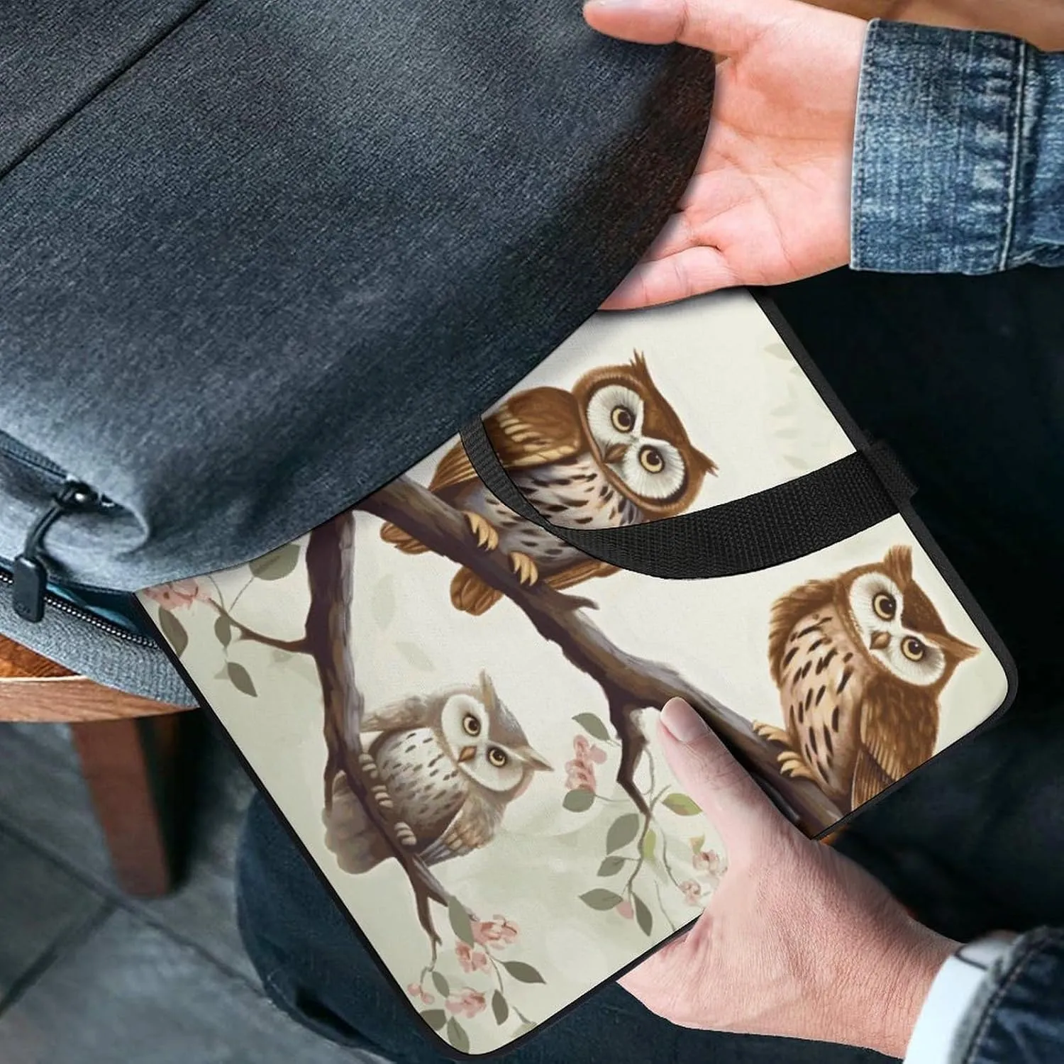 Laptop Bag Ultrathin Owls on A Branch Printing Laptop Carrying Case Portability Messenger Bags For Work Travel