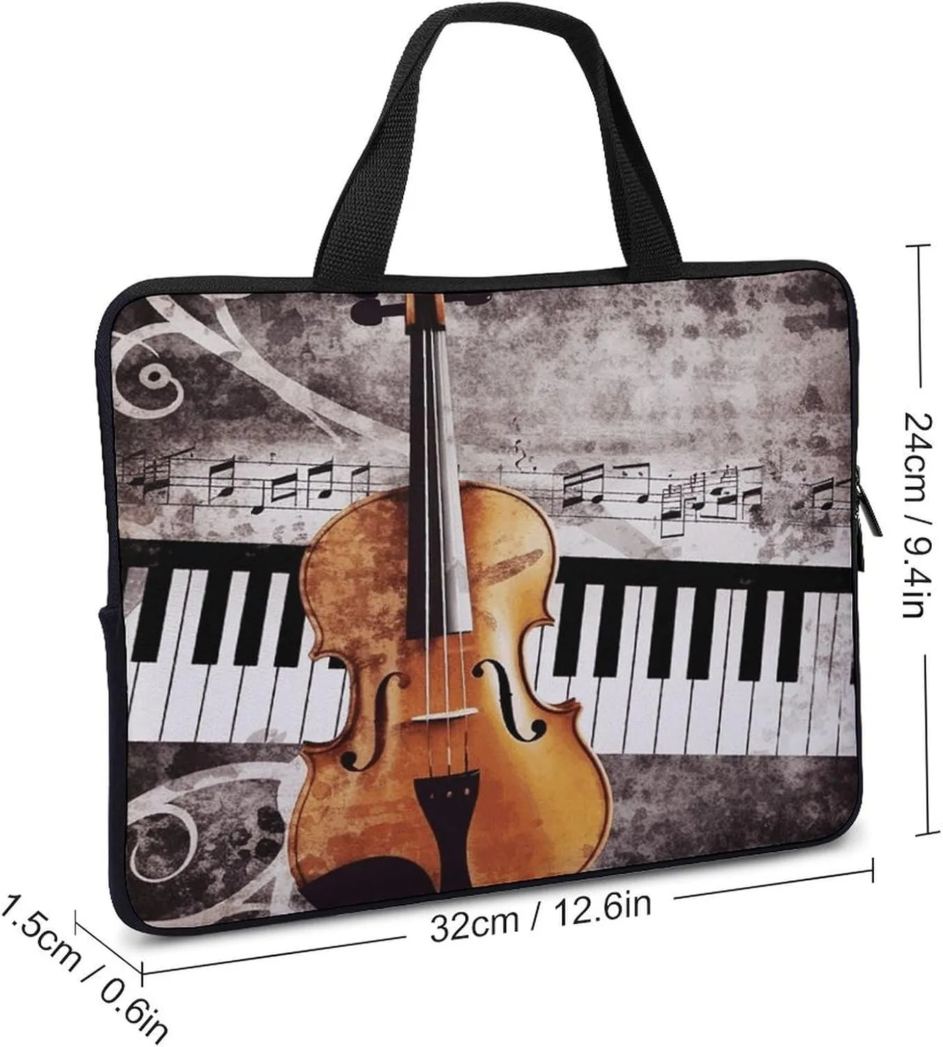 Laptop Bag Ultrathin Piano Violin Music Notes Printing Laptop Carrying Case Portability Messenger Bags For Work Travel