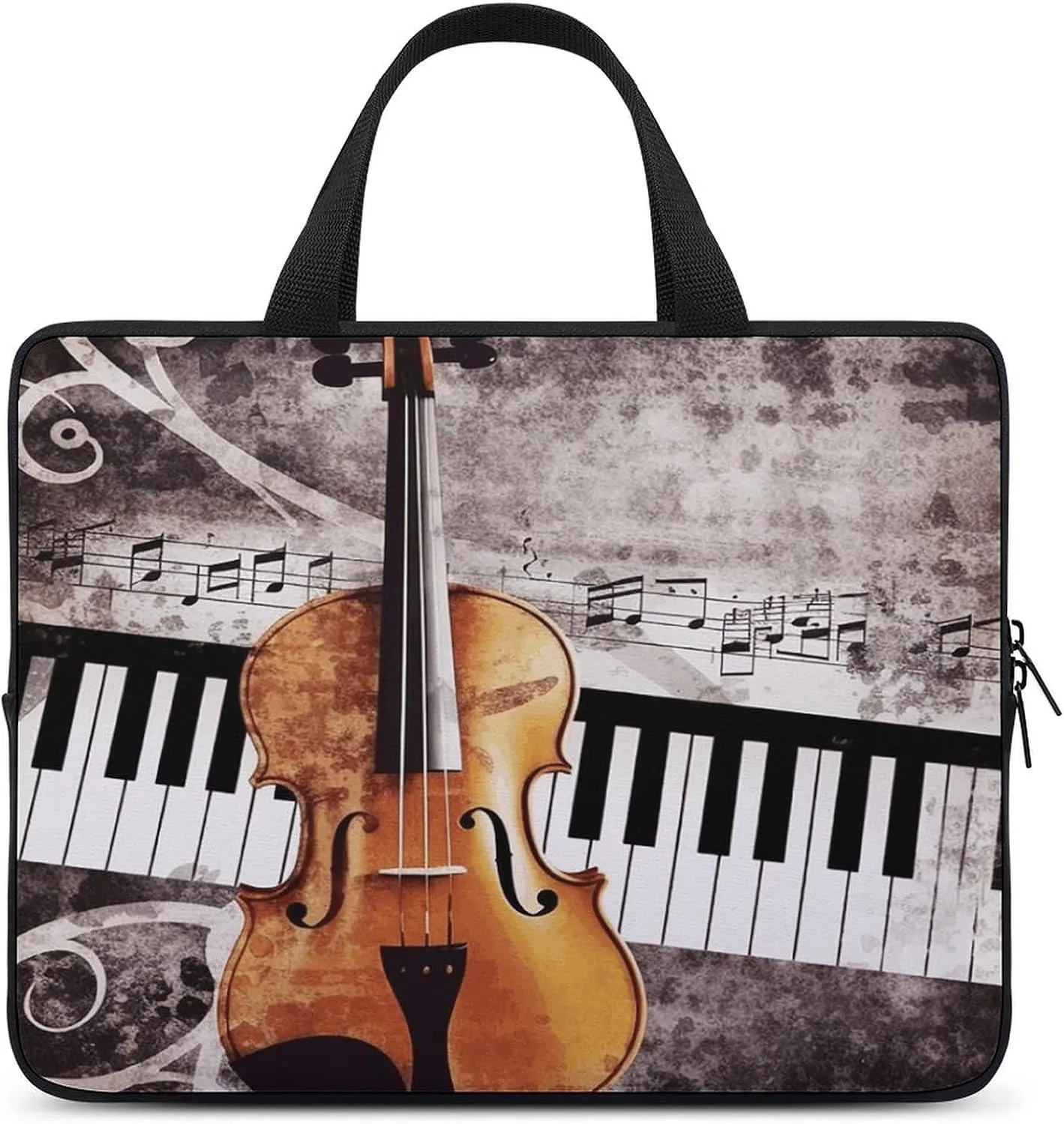Laptop Bag Ultrathin Piano Violin Music Notes Printing Laptop Carrying Case Portability Messenger Bags For Work Travel