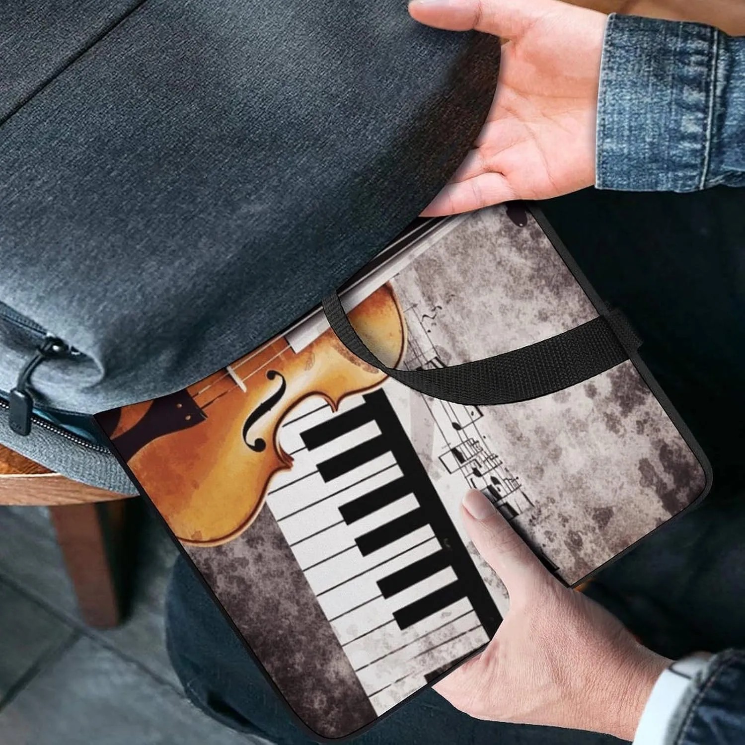 Laptop Bag Ultrathin Piano Violin Music Notes Printing Laptop Carrying Case Portability Messenger Bags For Work Travel