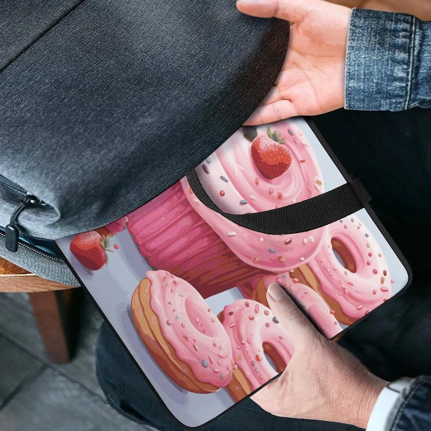 Laptop Bag Ultrathin Pink Donut And Cupcake Printing Laptop Carrying Case Portability Messenger Bags For Work Travel