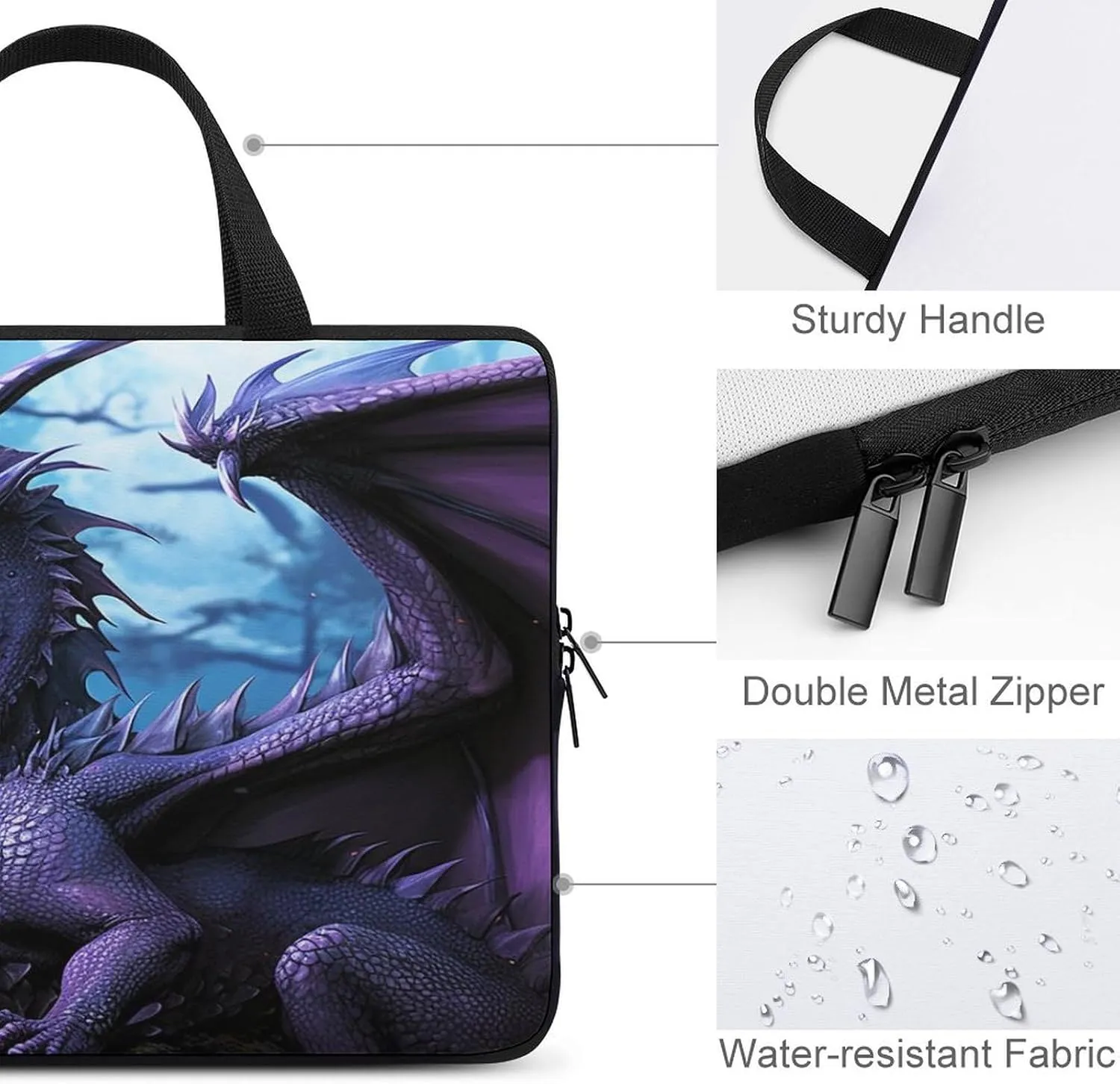 Laptop Bag Ultrathin Purple Purple Moon Printing Laptop Carrying Case Portability Messenger Bags For Work Travel