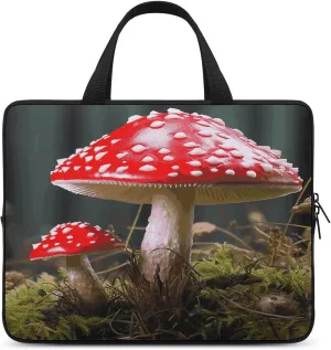 Laptop Bag Ultrathin Red And White Mushroom Printing Laptop Carrying Case Portability Messenger Bags For Work Travel