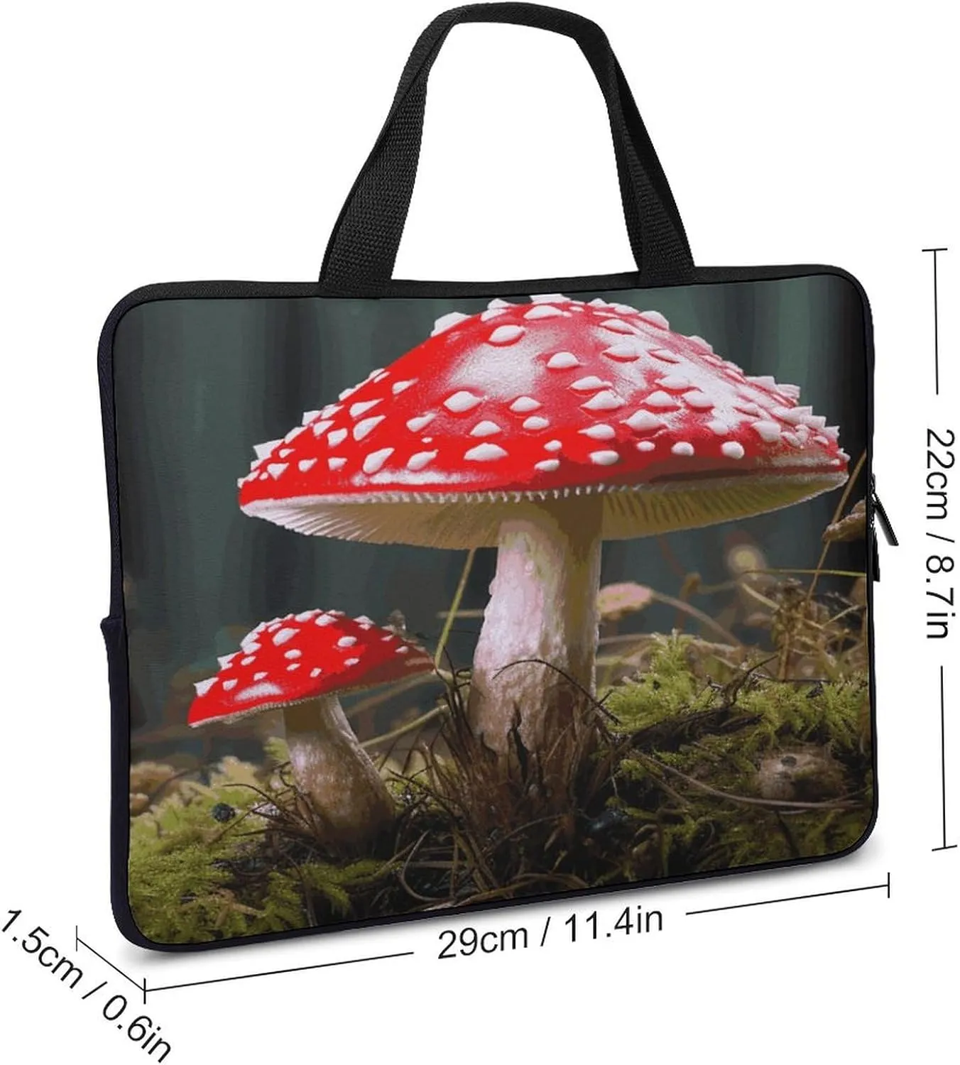 Laptop Bag Ultrathin Red And White Mushroom Printing Laptop Carrying Case Portability Messenger Bags For Work Travel