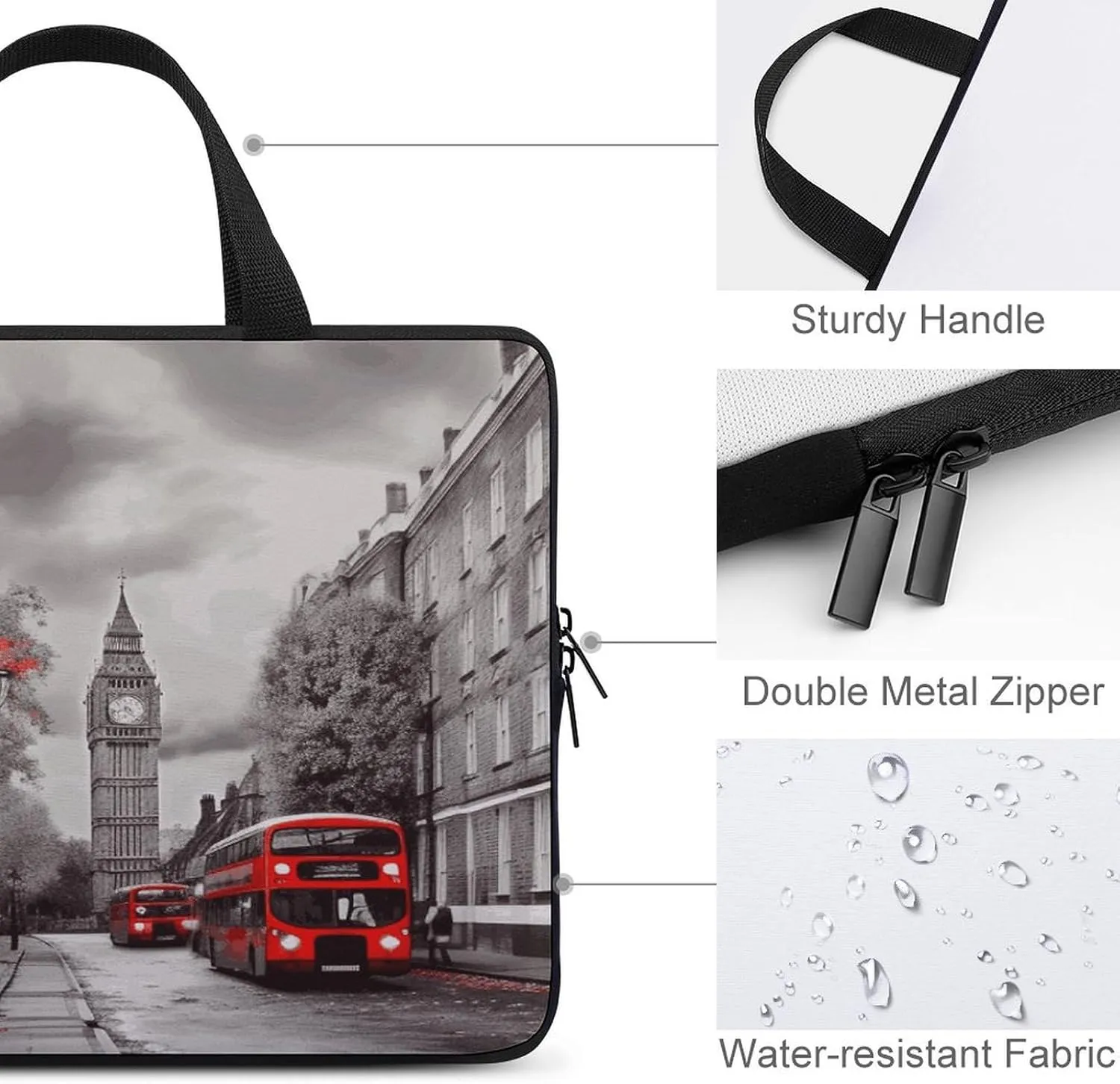 Laptop Bag Ultrathin Red London Street Printing Laptop Carrying Case Portability Messenger Bags For Work Travel
