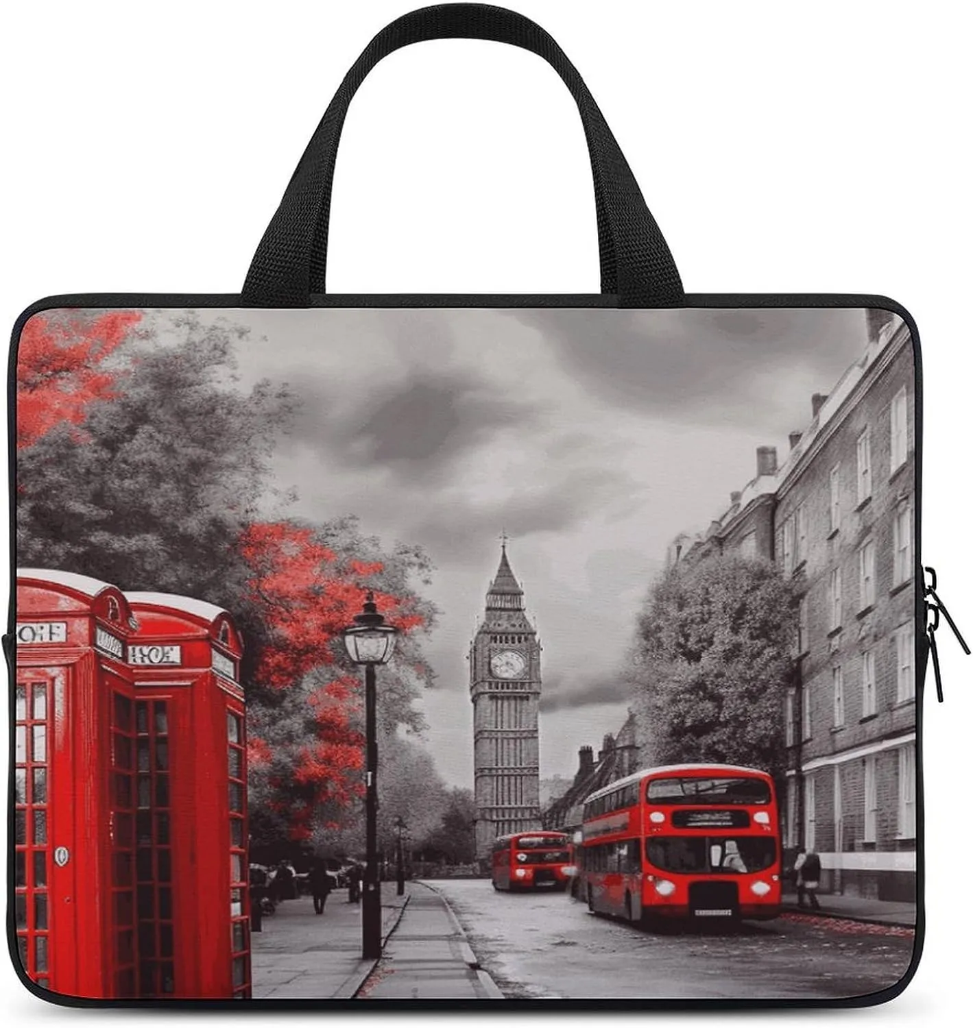 Laptop Bag Ultrathin Red London Street Printing Laptop Carrying Case Portability Messenger Bags For Work Travel