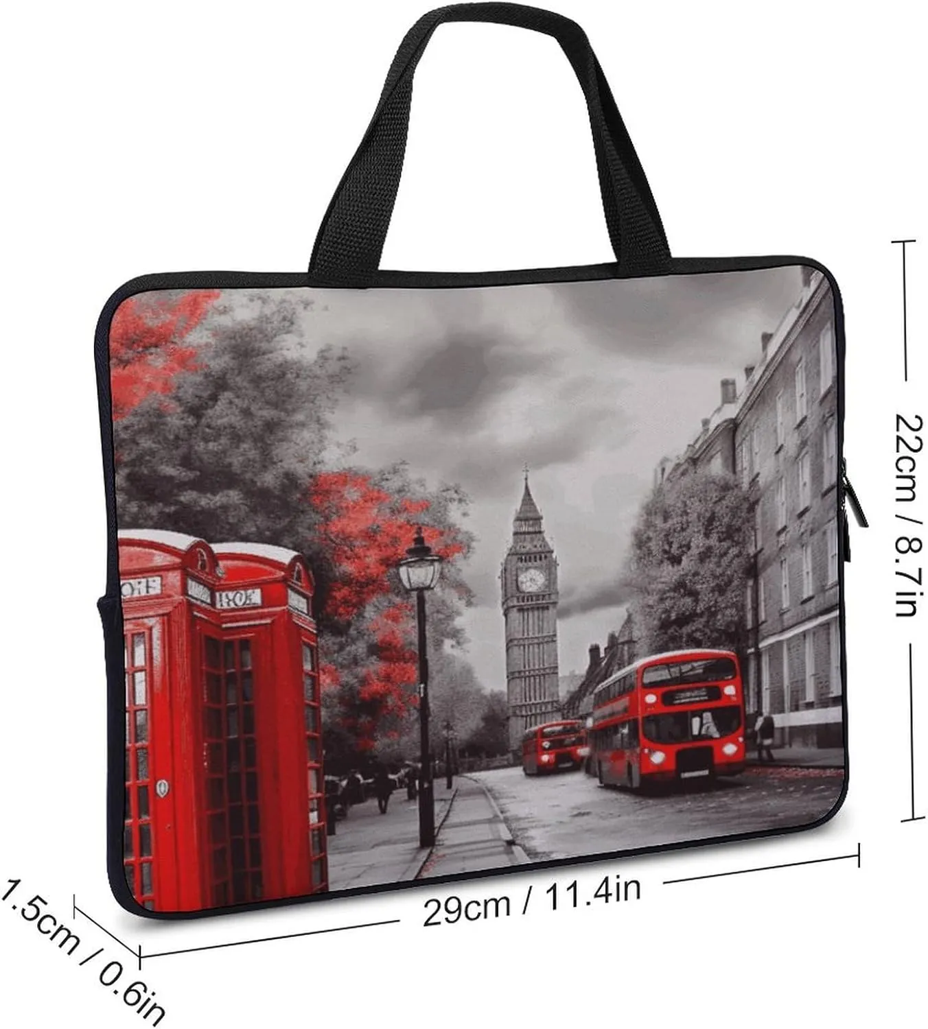 Laptop Bag Ultrathin Red London Street Printing Laptop Carrying Case Portability Messenger Bags For Work Travel
