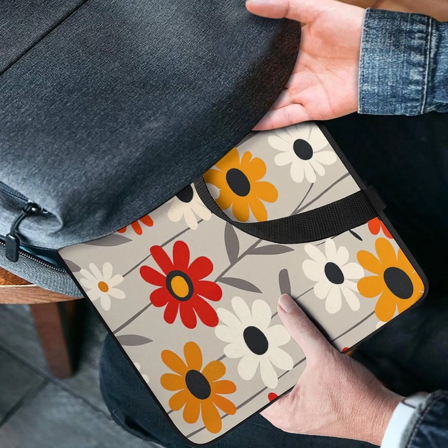 Laptop Bag Ultrathin Retro Flower Design Printing Laptop Carrying Case Portability Messenger Bags For Work Travel