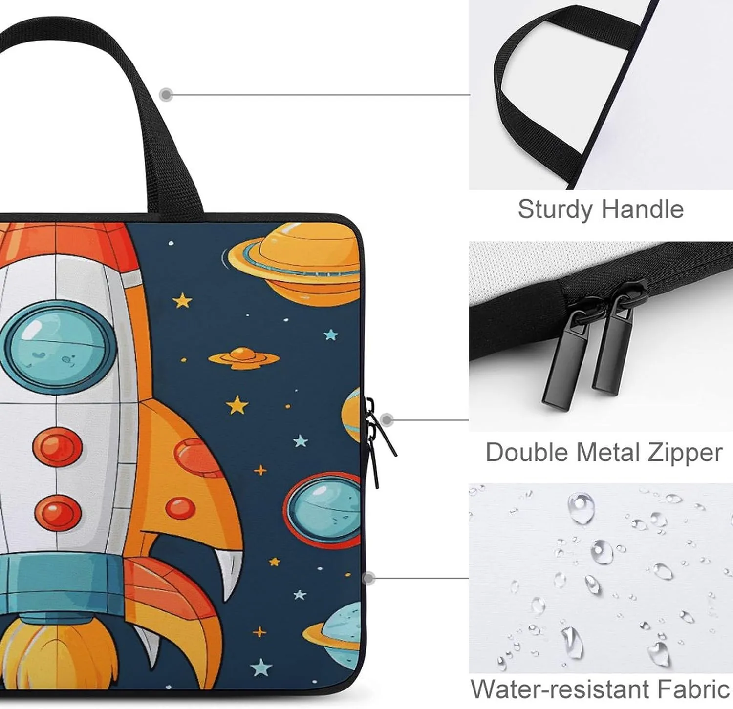 Laptop Bag Ultrathin Rocket Clipart Space Ship Printing Laptop Carrying Case Portability Messenger Bags For Work Travel