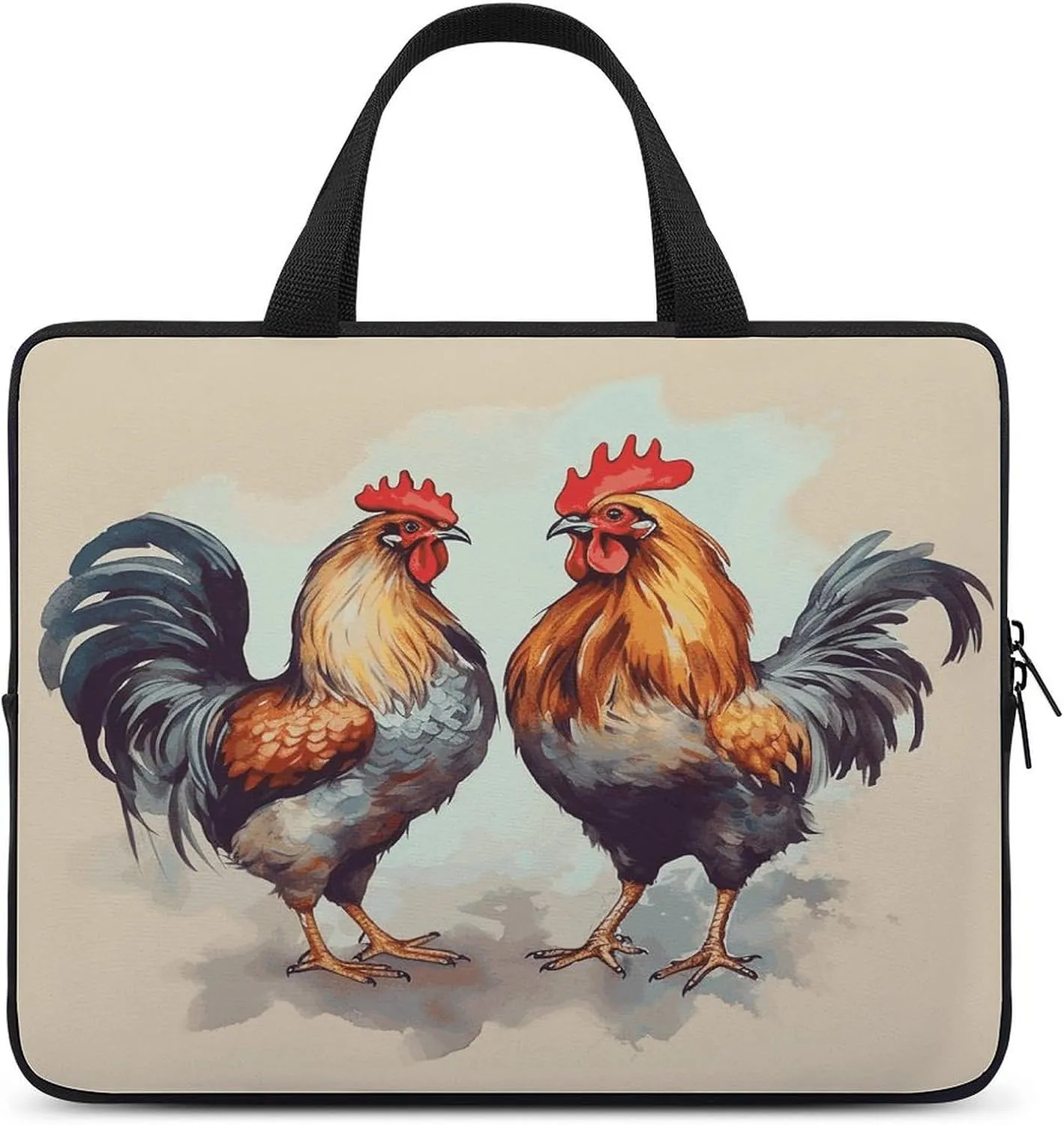Laptop Bag Ultrathin Rooster And Hen Printing Laptop Carrying Case Portability Messenger Bags For Work Travel