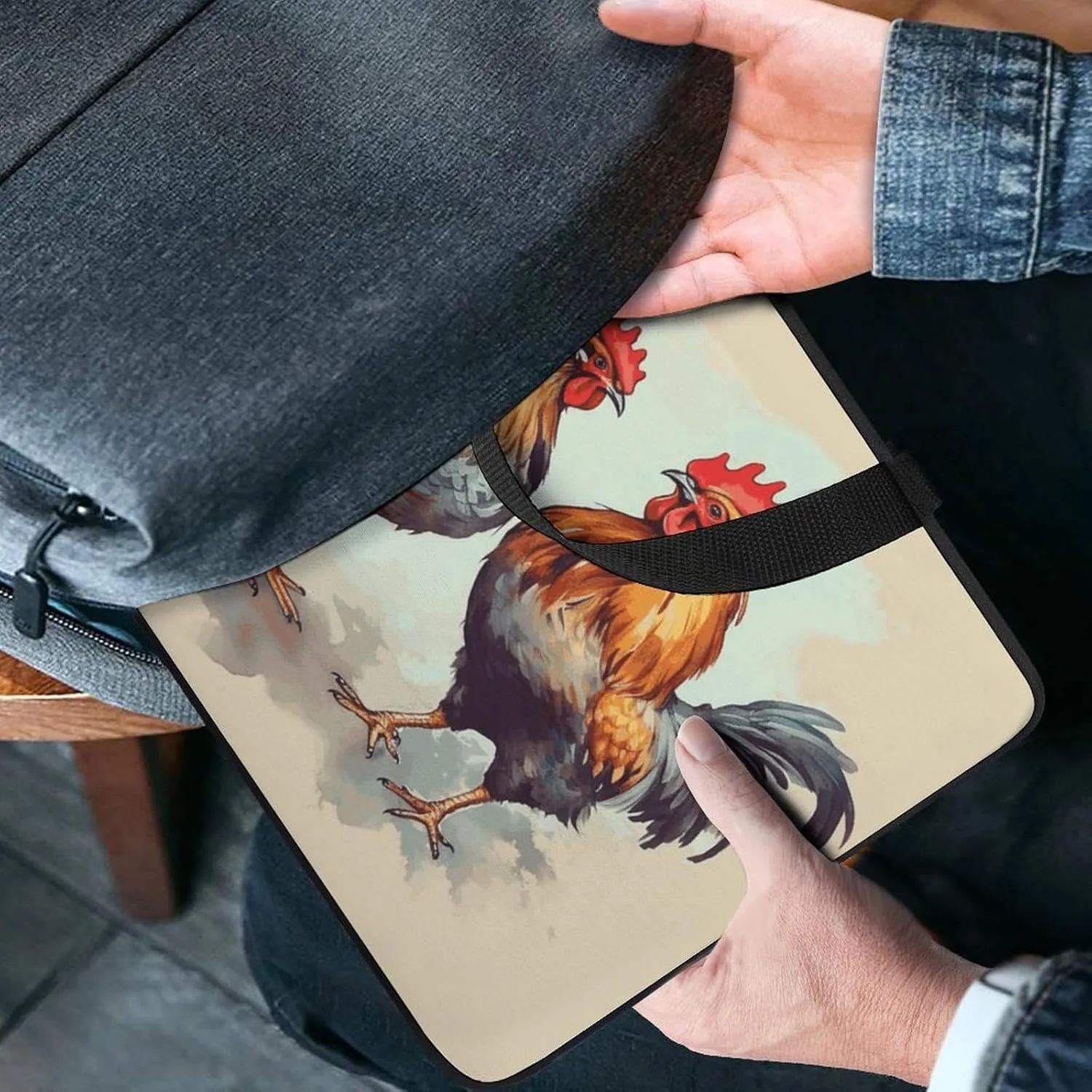 Laptop Bag Ultrathin Rooster And Hen Printing Laptop Carrying Case Portability Messenger Bags For Work Travel