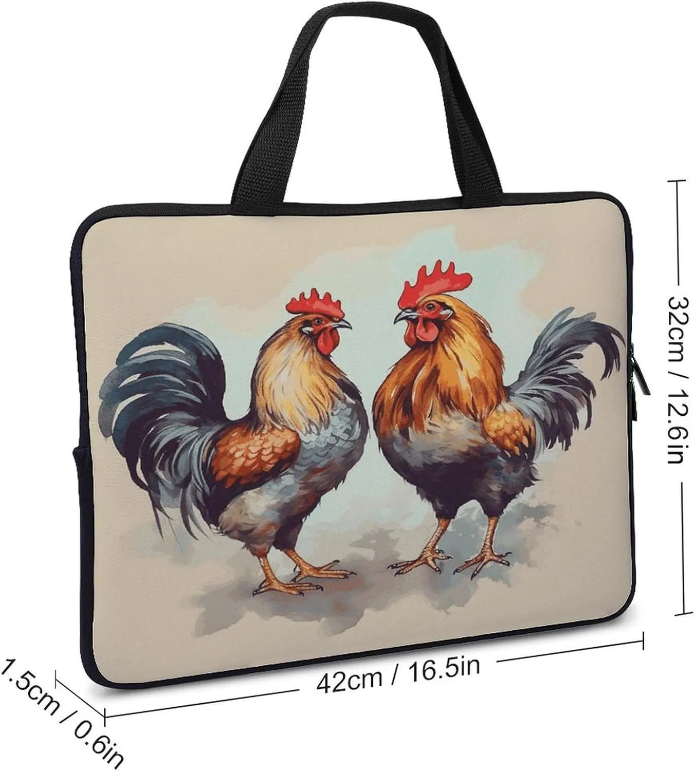 Laptop Bag Ultrathin Rooster And Hen Printing Laptop Carrying Case Portability Messenger Bags For Work Travel