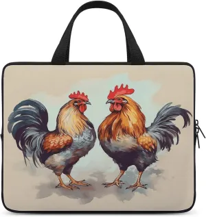 Laptop Bag Ultrathin Rooster And Hen Printing Laptop Carrying Case Portability Messenger Bags For Work Travel