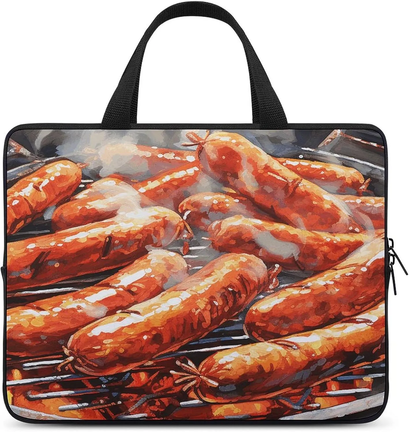 Laptop Bag Ultrathin Sausage on Fire Printing Laptop Carrying Case Portability Messenger Bags For Work Travel