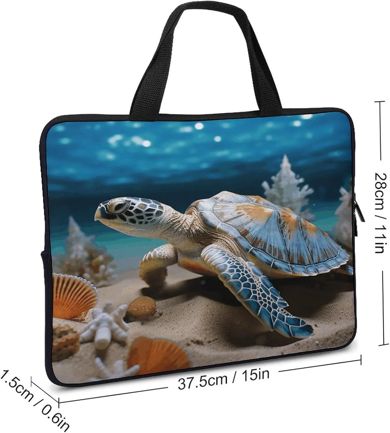 Laptop Bag Ultrathin Sea Conch Shell Starfish Turtle Printing Laptop Carrying Case Portability Messenger Bags For Work Travel