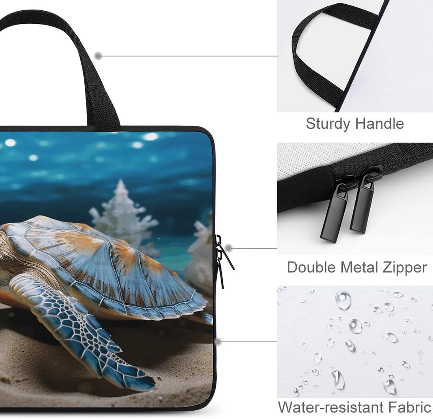 Laptop Bag Ultrathin Sea Conch Shell Starfish Turtle Printing Laptop Carrying Case Portability Messenger Bags For Work Travel