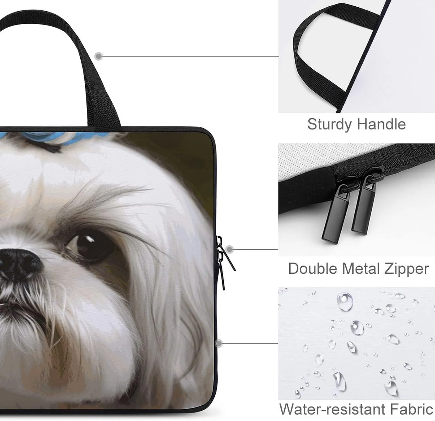 Laptop Bag Ultrathin Shih Tzu Dog Printing Laptop Carrying Case Portability Messenger Bags For Work Travel