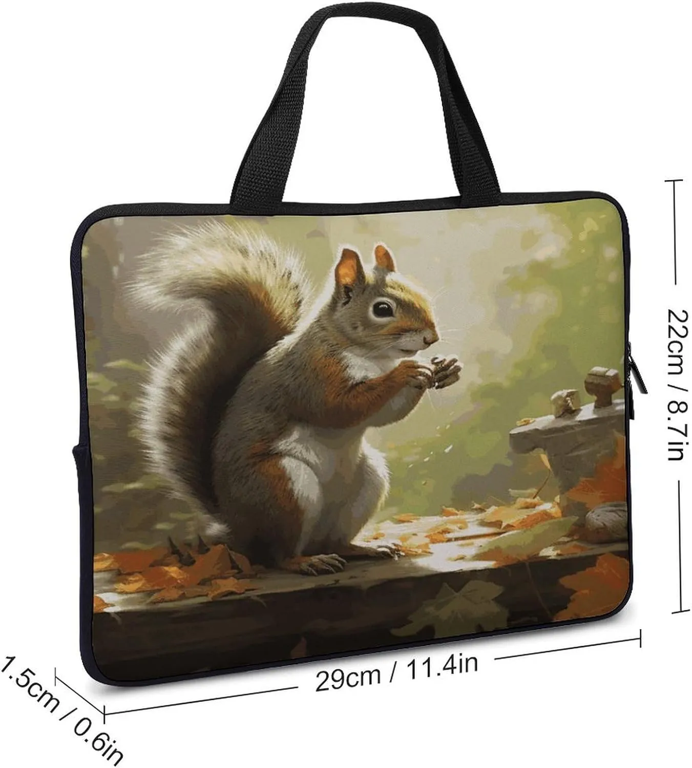 Laptop Bag Ultrathin Squirrel Eats Nuts-png Printing Laptop Carrying Case Portability Messenger Bags For Work Travel