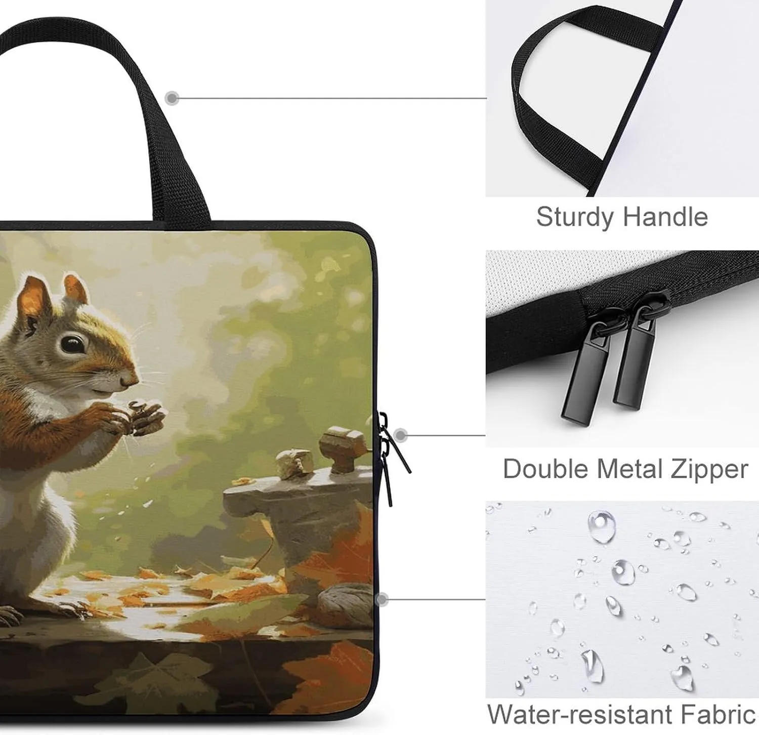 Laptop Bag Ultrathin Squirrel Eats Nuts-png Printing Laptop Carrying Case Portability Messenger Bags For Work Travel