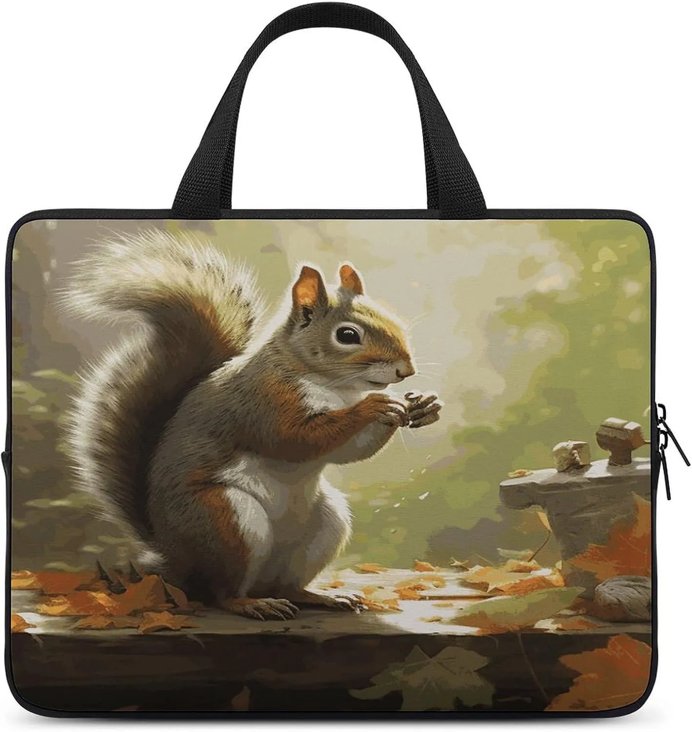 Laptop Bag Ultrathin Squirrel Eats Nuts-png Printing Laptop Carrying Case Portability Messenger Bags For Work Travel