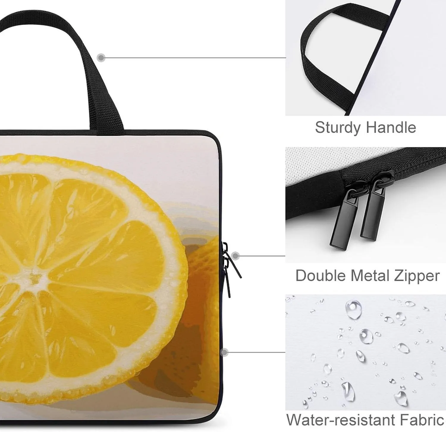 Laptop Bag Ultrathin Summer Lemon Printing Laptop Carrying Case Portability Messenger Bags For Work Travel