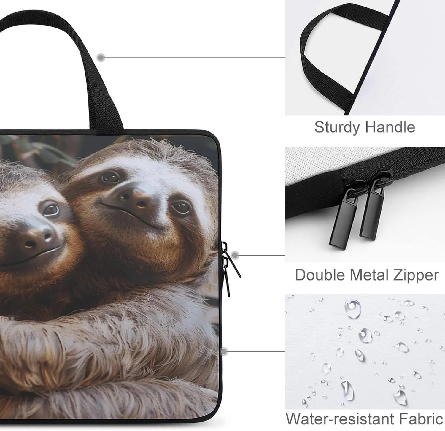 Laptop Bag Ultrathin Two Sloths Hugging Printing Laptop Carrying Case Portability Messenger Bags For Work Travel
