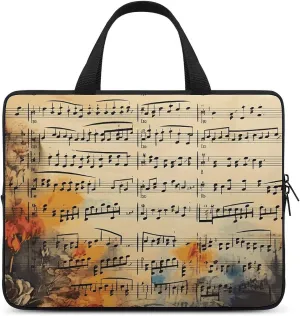 Laptop Bag Ultrathin Vintage Music Note Printing Laptop Carrying Case Portability Messenger Bags For Work Travel