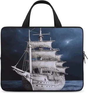 Laptop Bag Ultrathin Vintage Nautical White Ship Printing Laptop Carrying Case Portability Messenger Bags For Work Travel