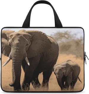 Laptop Bag Ultrathin Walking Elephants Mother Printing Laptop Carrying Case Portability Messenger Bags For Work Travel
