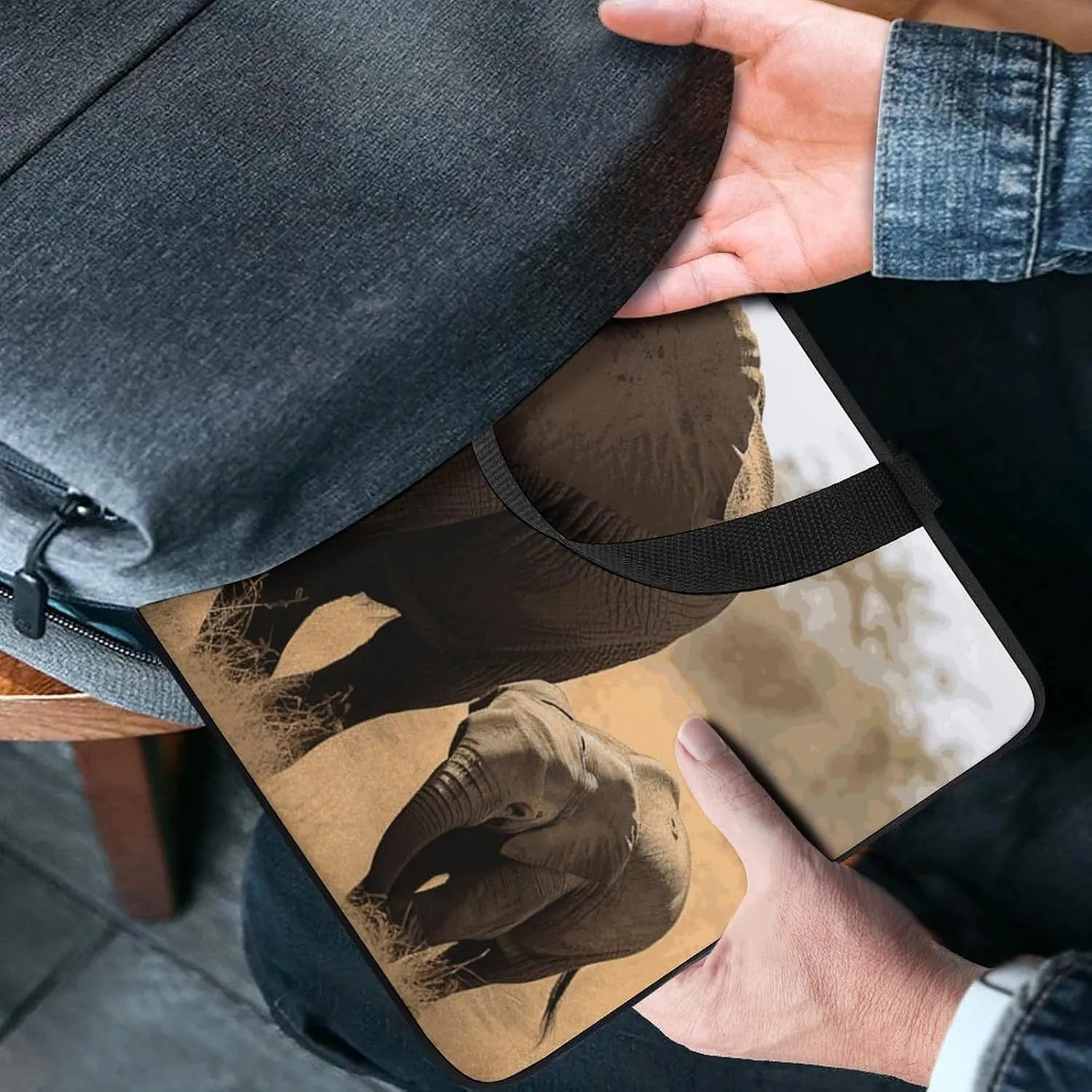 Laptop Bag Ultrathin Walking Elephants Mother Printing Laptop Carrying Case Portability Messenger Bags For Work Travel