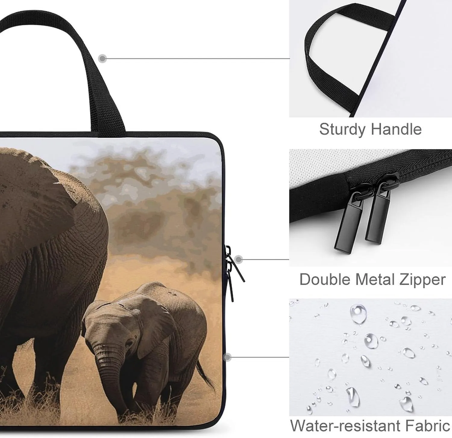 Laptop Bag Ultrathin Walking Elephants Mother Printing Laptop Carrying Case Portability Messenger Bags For Work Travel