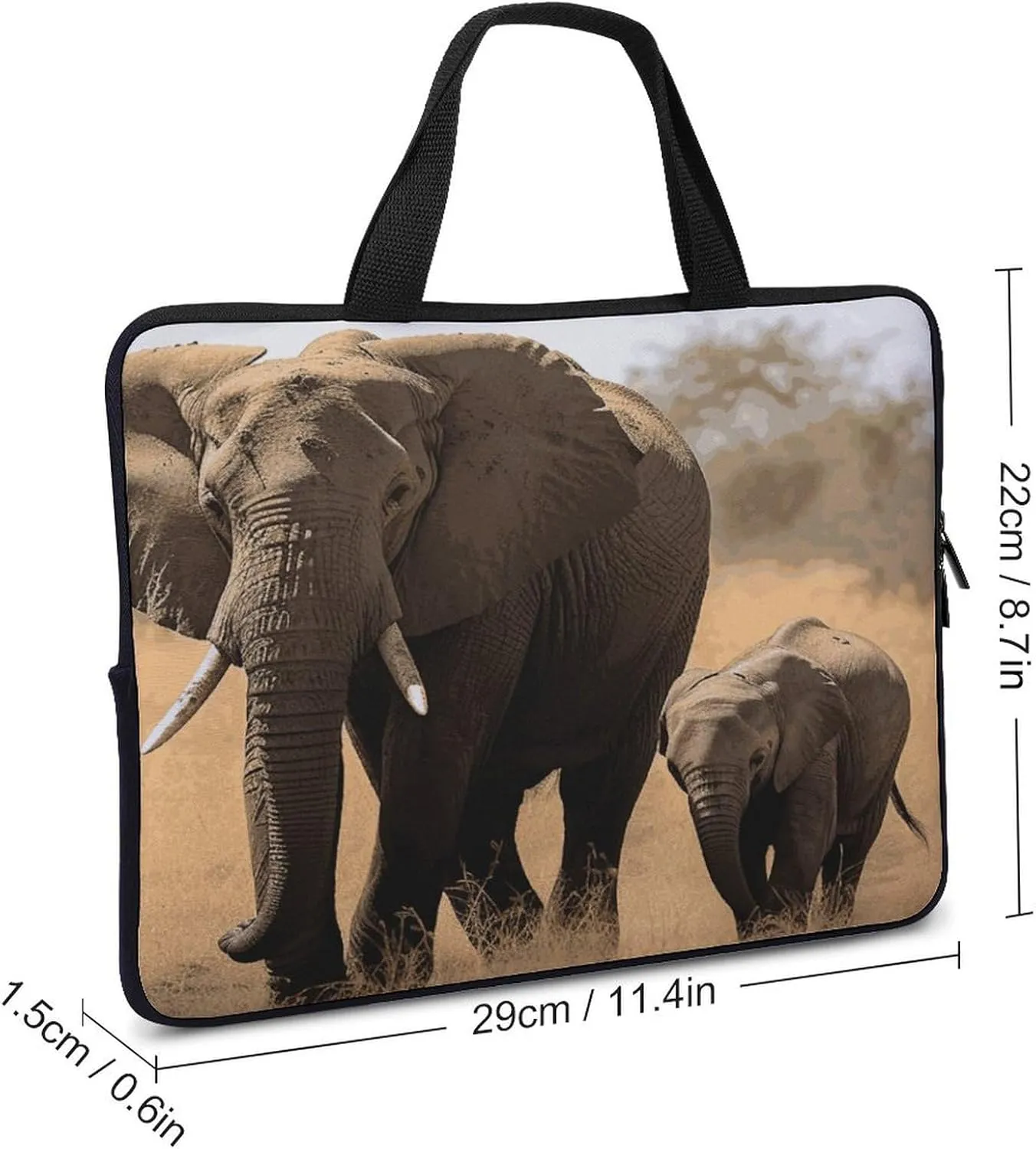 Laptop Bag Ultrathin Walking Elephants Mother Printing Laptop Carrying Case Portability Messenger Bags For Work Travel