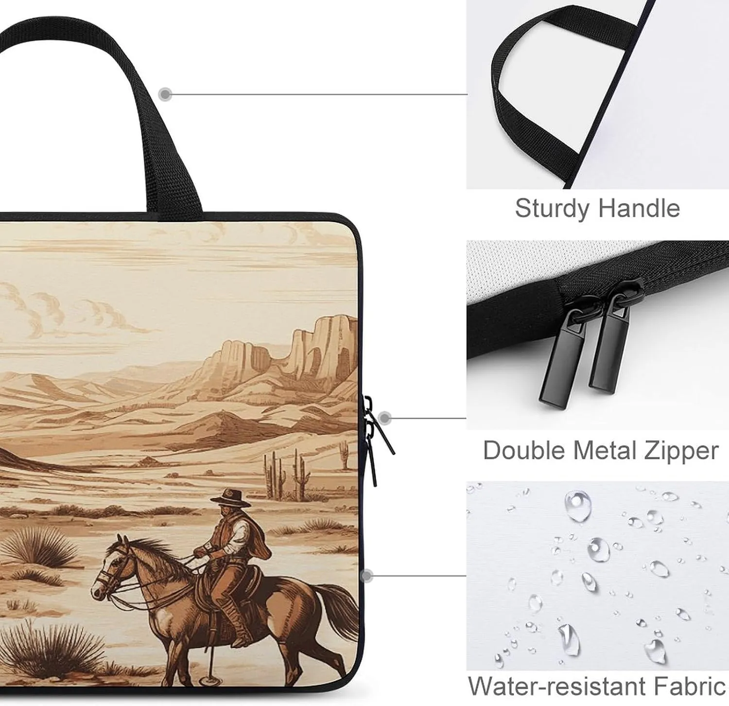 Laptop Bag Ultrathin West Desert Horses Printing Laptop Carrying Case Portability Messenger Bags For Work Travel