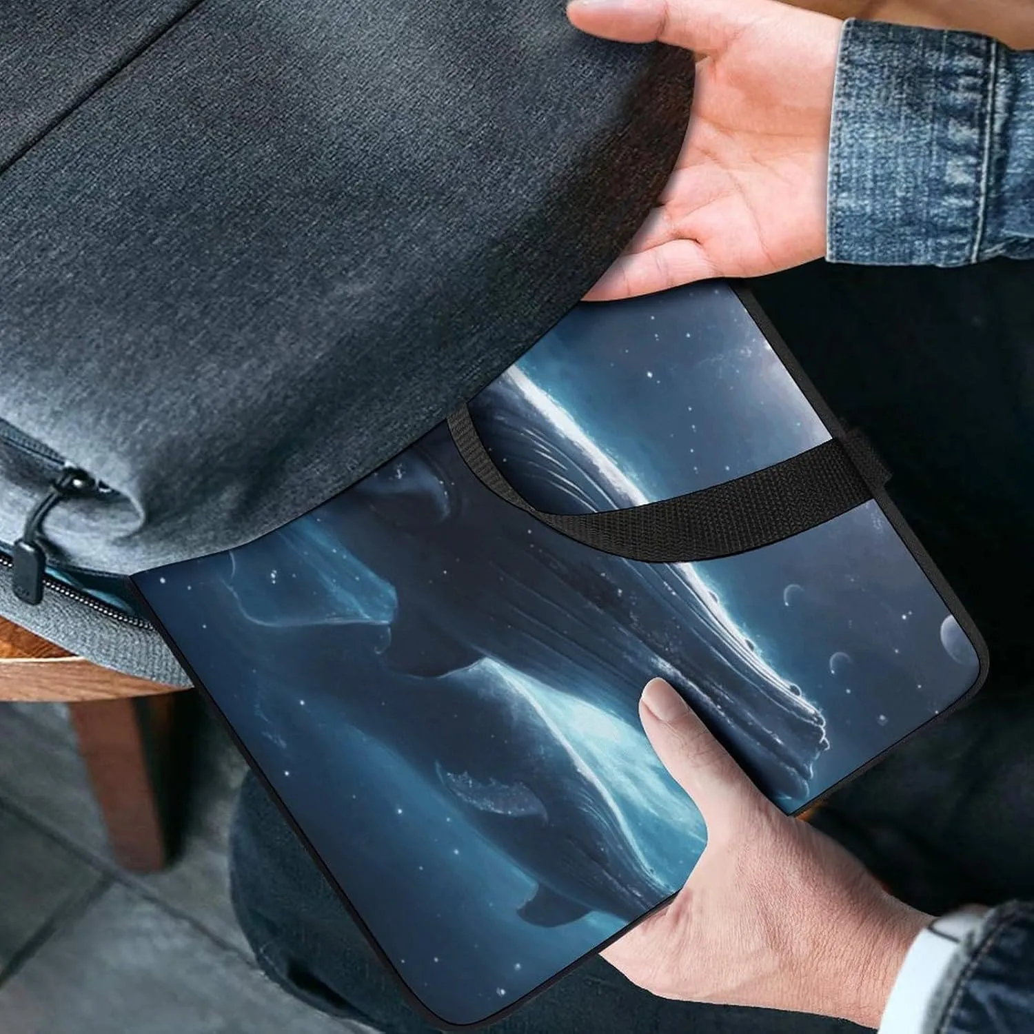 Laptop Bag Ultrathin Whales Traveling in Space Printing Laptop Carrying Case Portability Messenger Bags For Work Travel