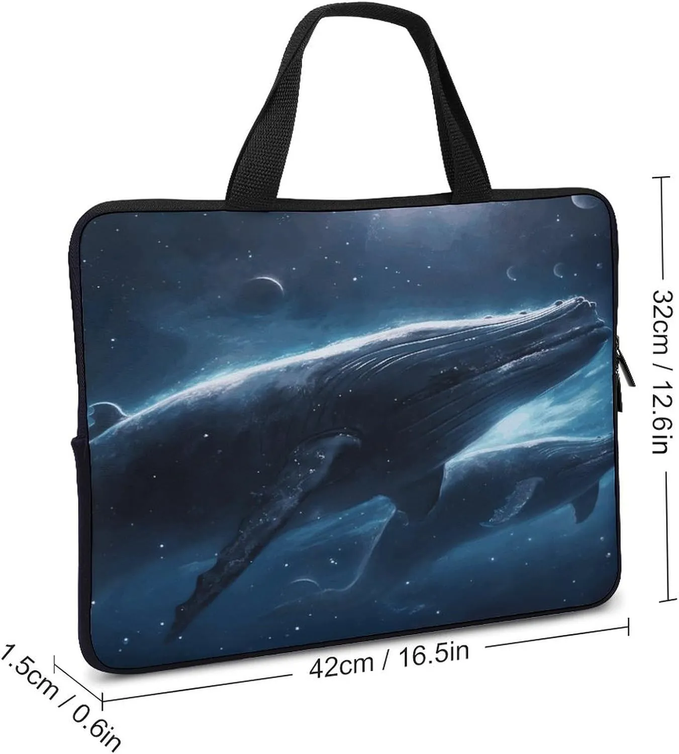 Laptop Bag Ultrathin Whales Traveling in Space Printing Laptop Carrying Case Portability Messenger Bags For Work Travel
