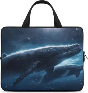 Laptop Bag Ultrathin Whales Traveling in Space Printing Laptop Carrying Case Portability Messenger Bags For Work Travel