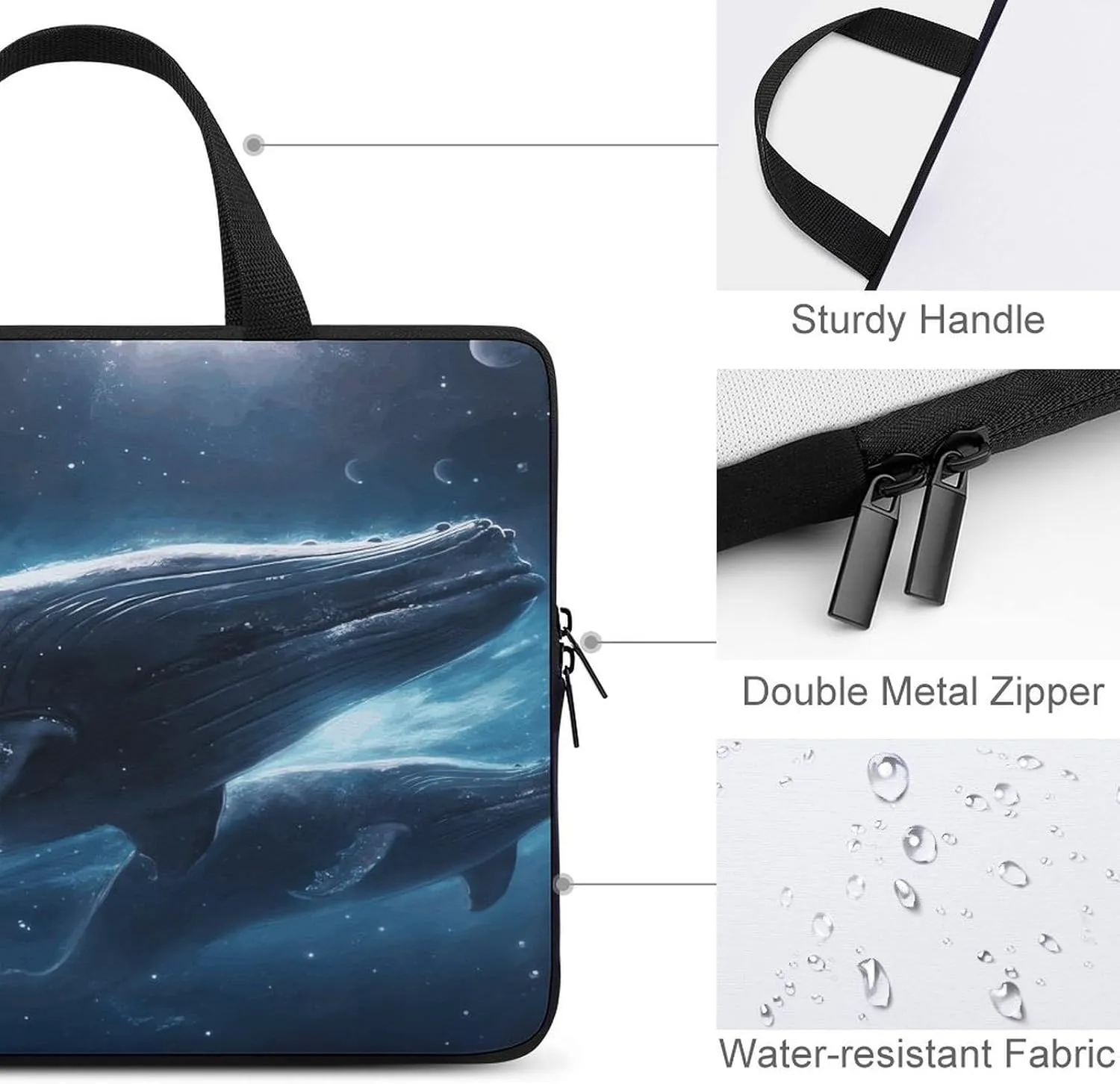 Laptop Bag Ultrathin Whales Traveling in Space Printing Laptop Carrying Case Portability Messenger Bags For Work Travel