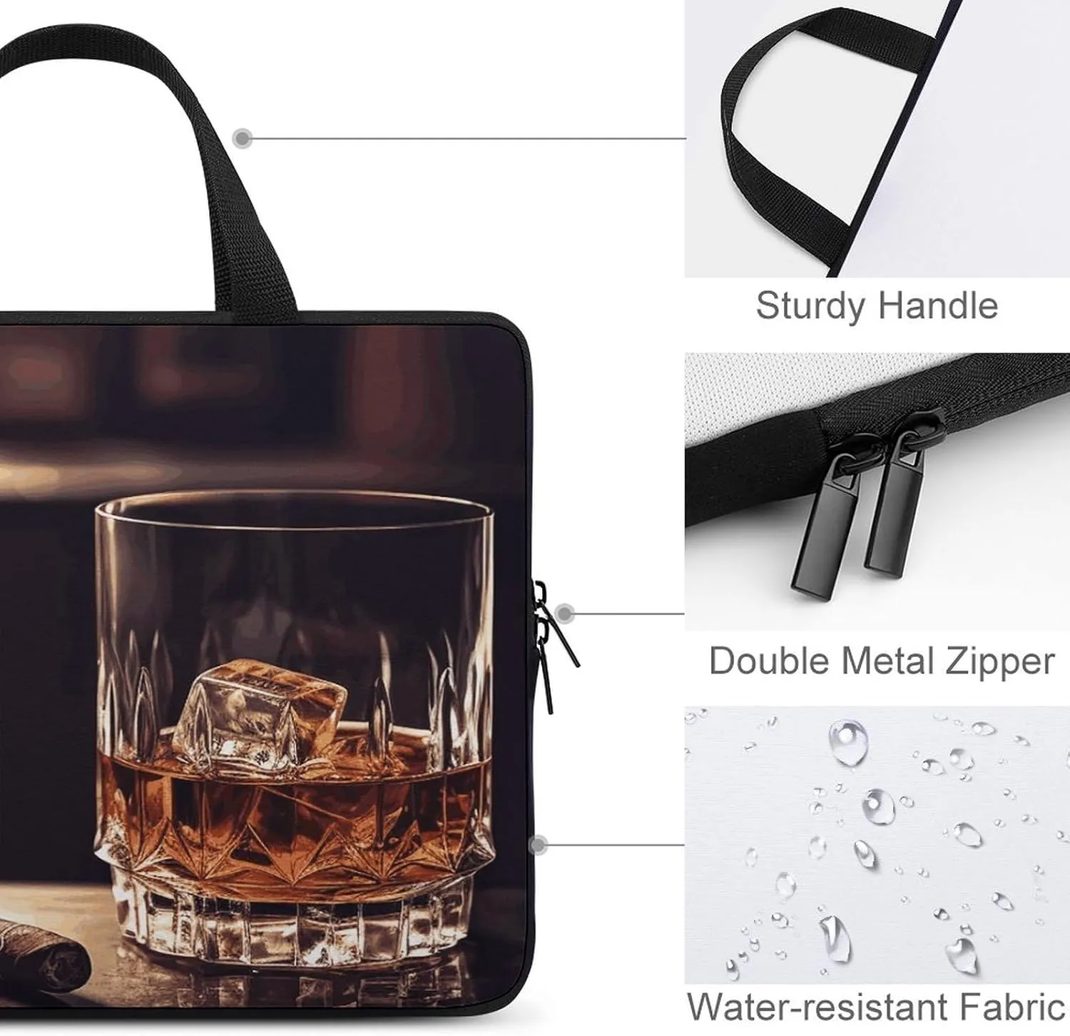 Laptop Bag Ultrathin Whisky And Cigar Printing Laptop Carrying Case Portability Messenger Bags For Work Travel