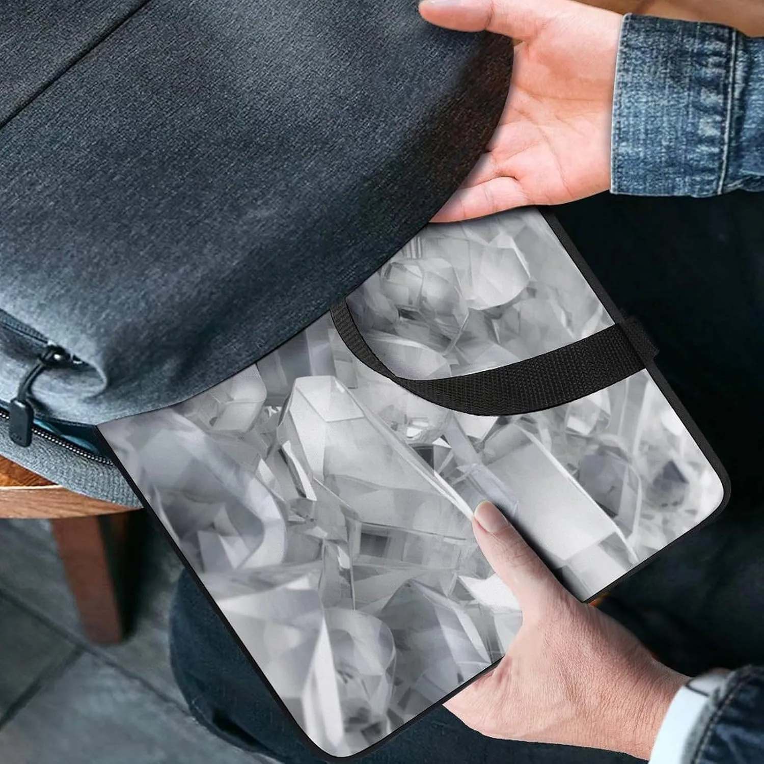 Laptop Bag Ultrathin White And Silver Gray Printing Laptop Carrying Case Portability Messenger Bags For Work Travel