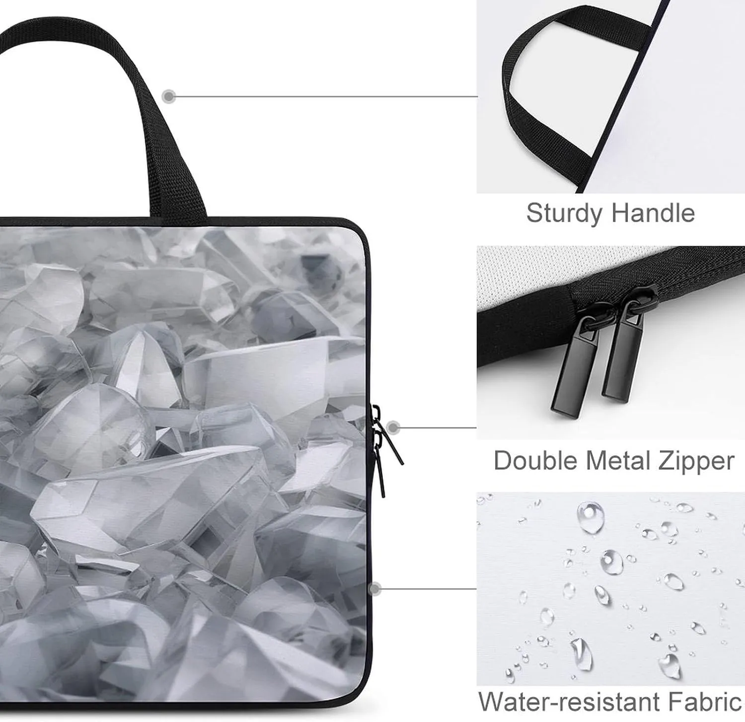 Laptop Bag Ultrathin White And Silver Gray Printing Laptop Carrying Case Portability Messenger Bags For Work Travel